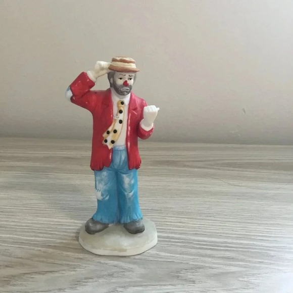 Clown en porcelaine vintage Emmett Kelly Jr fatigué Willie auto-stoppeur 6" rare - Picture 2 of 8